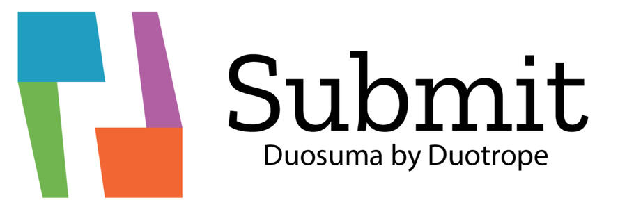 submit a white graphic with Duotrope multicolored logo and the text "Submit" Duosuma by Duotrope
